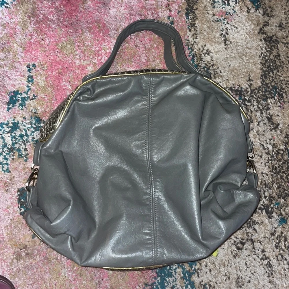 Vintage XL Grey Snakeskin Hobo Bag